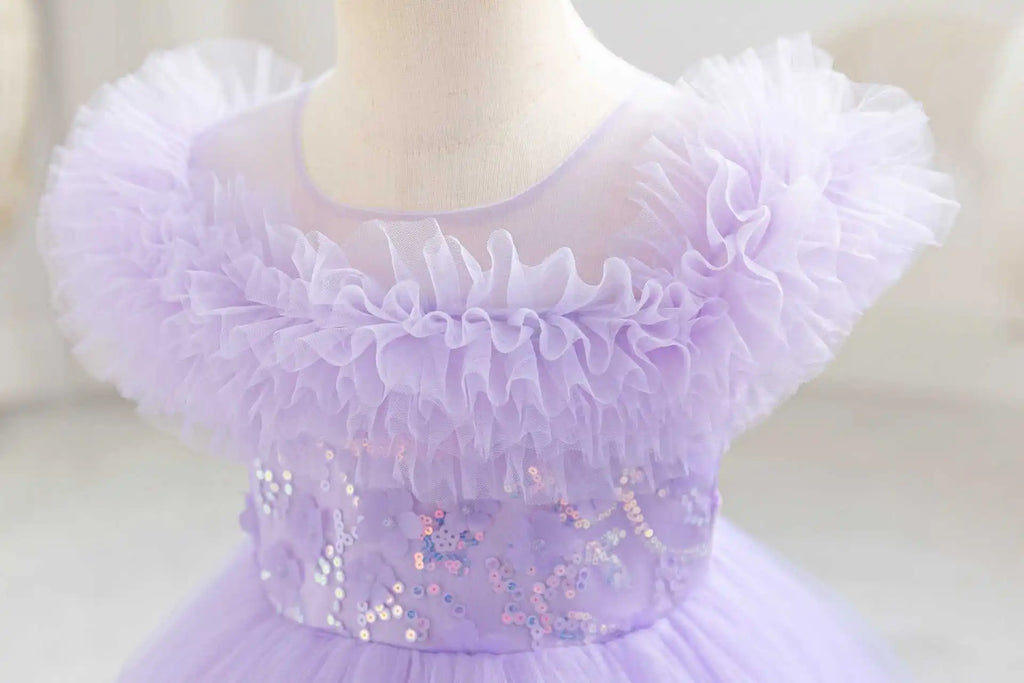 HETISO Sequined Tulle Formal Dress for Girls Elegant Princess Performance Gown New Year Gift Occasion Children's Wear