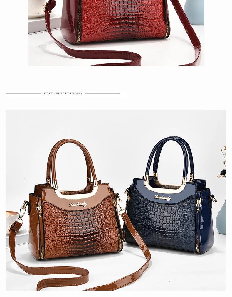 Stylish senior crocodile print women's handbag, temperament all large capacity single shoulder crossbody bag