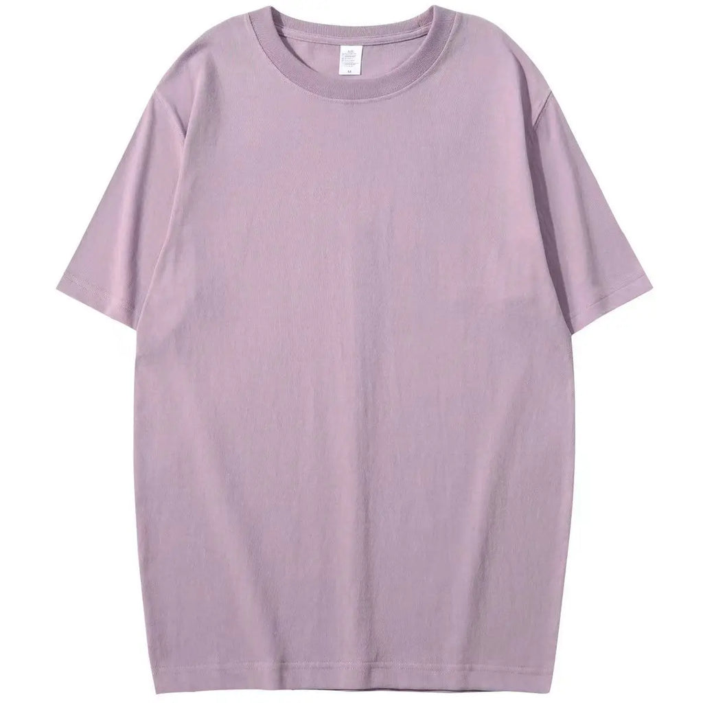 Summer Men's and Women's Purple Short Sleeve T-Shirt, 100% Cotton Round Neck Loose Unisex Tee, Breathable and Comfortable