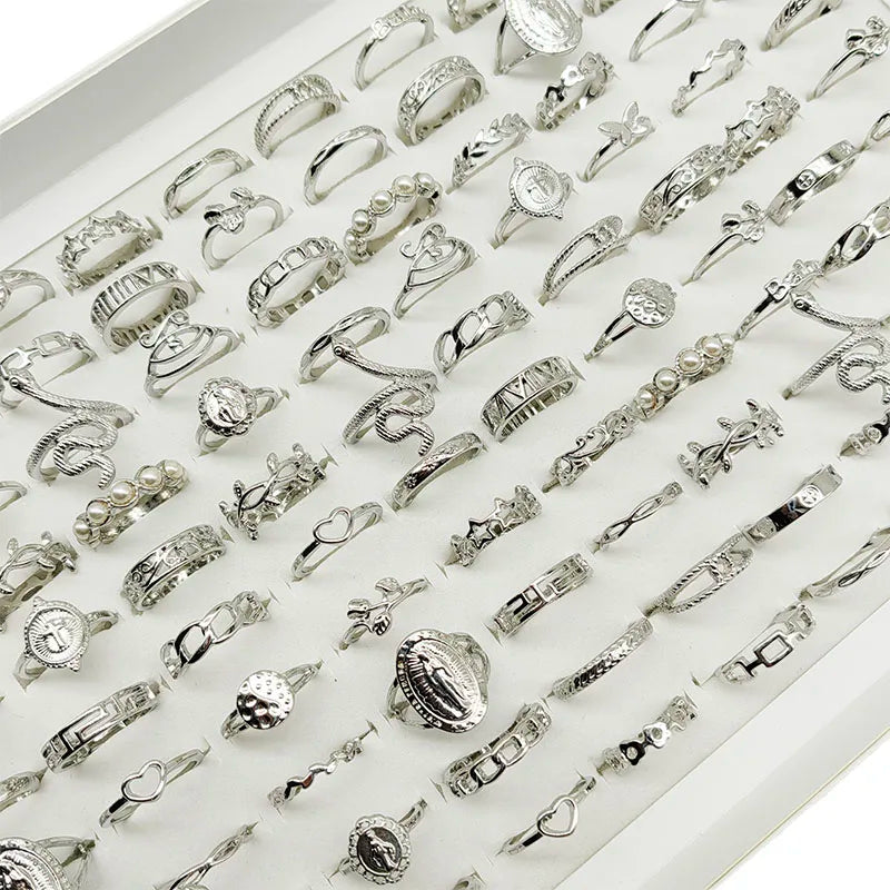 Gold Color Finger Rings Set For Girls 30Pcs Variety Pack With Sparkling Pearl Star Butterfly And Snake Designs