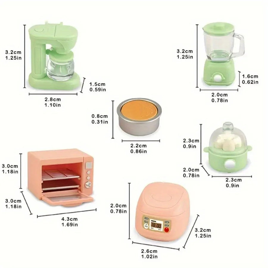 Juego de cocina a escala 1:12 - Horno microondas realista, arrocera, hervidor de huevos, máquina de leche de soja con filtro, juguete perfecto para casa de muñecas