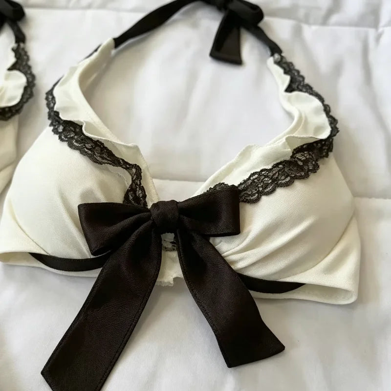 2000s Summer Aesthetic Women Clothing Kawaii Crop Top Bow Swimming set Sexy Harajuku Femme Camis Y2k Tank Tops Korea Camisole