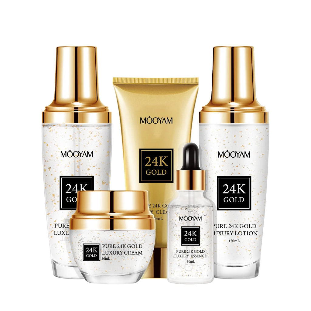 24K Gold LUXURY Moisturizin Anti-Wrinkle Set Reduces Fine Lines Repairs Skin Hydrates Brightens Anti-Aging Firming Skin care