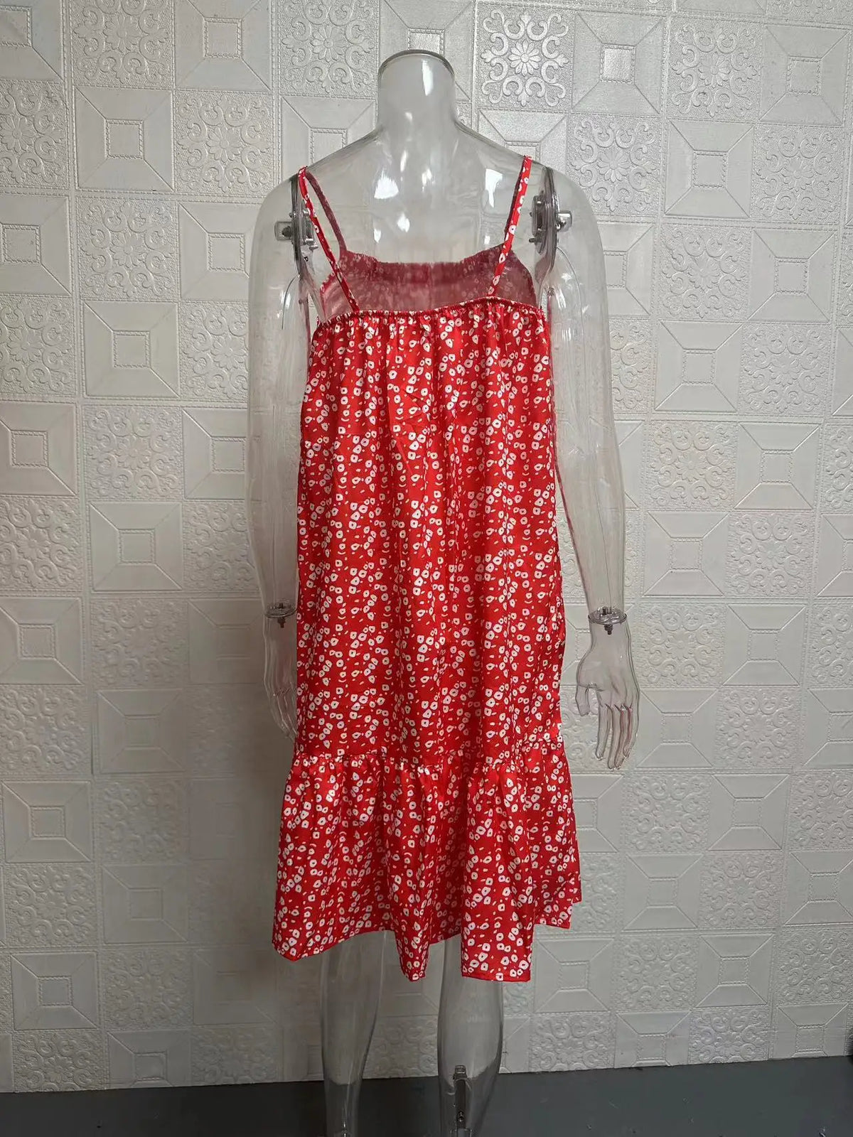 Summer New Floral Sleeveless Spaghetti Strap Tank Flowy Midi Dress Women Casual EU US