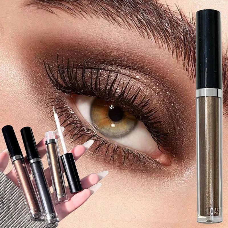 12 Color Pearlescent Liquid Eyeshadow Makeup Natural Smokey Silver Shimmer Diamond Glitter Shadows Waterproof Lasting Eye Makeup