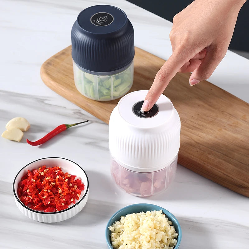 Triturador de ajos eléctrico, picador de alimentos de cocina, mini picador de carne portátil USB, picador de verduras para cocina, regalos de Navidad