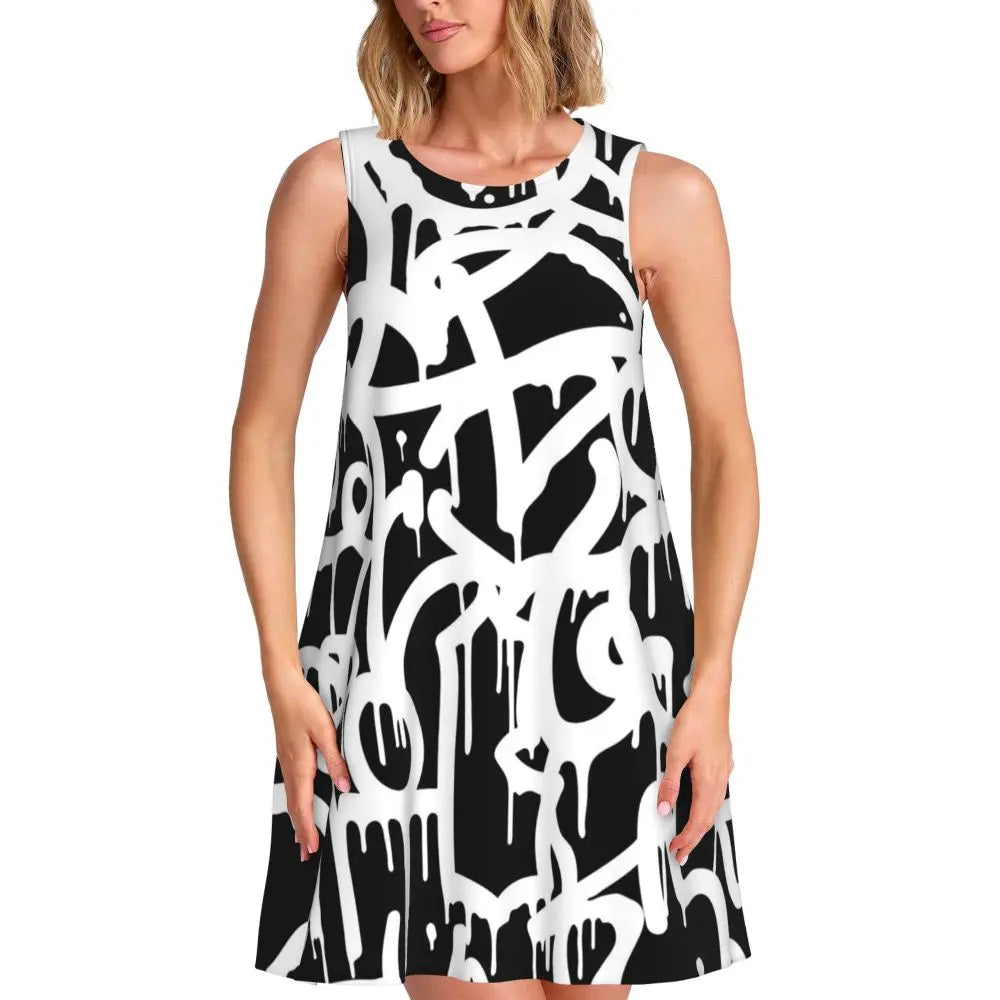 Happy Haunts Dress Halloween pumpkins Boho Dresses Female Sleeveless Basic Tank Dress Daily Graphic Oversize Clothing