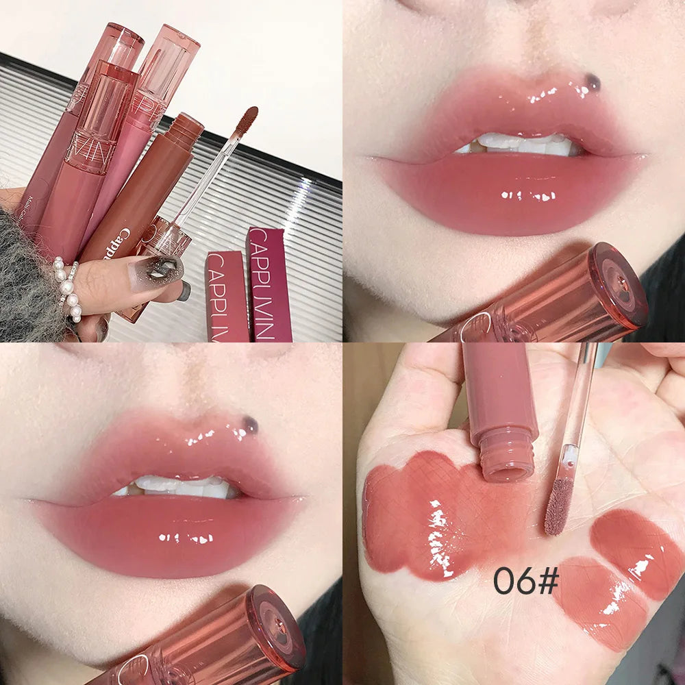 Cappuvini Jelly Lip Gloss Mirror Shine Water Light Moisturizing Long Lasting For Women
