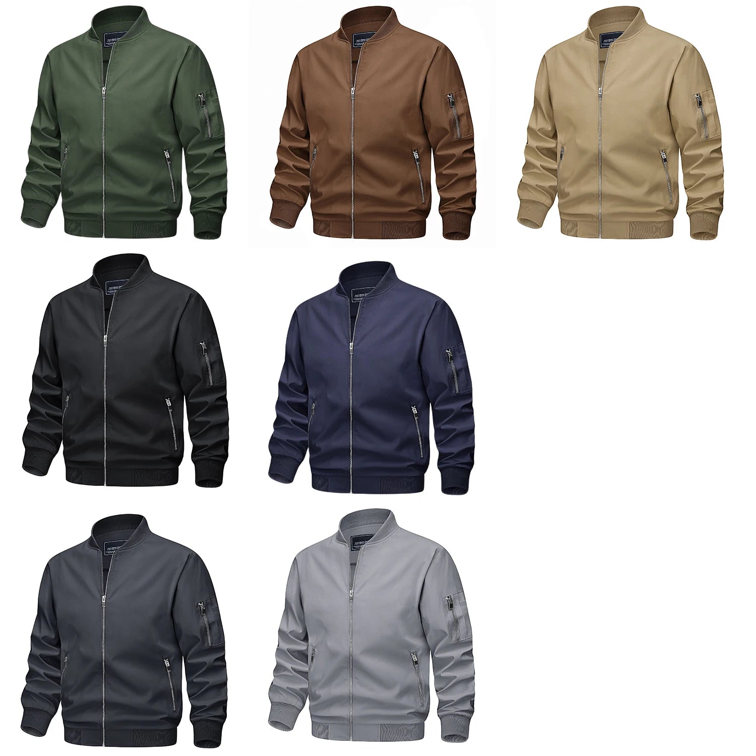 TACVASEN Spring Fall Thin Bomber Jackets Mens Jacket Lightweight Casual Windbreaker Zip Pockets Coats Biker Outwear Outdoor Male