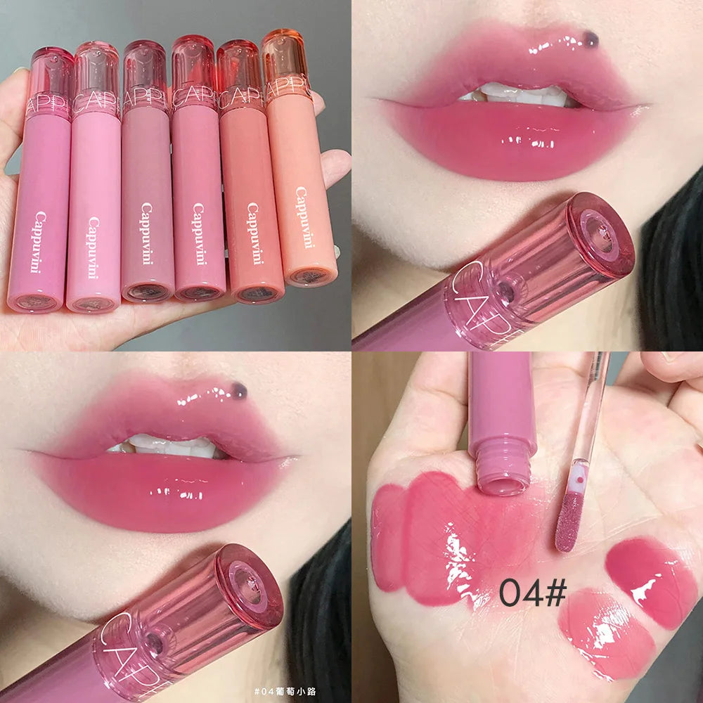 Cappuvini Jelly Lip Gloss Mirror Shine Water Light Moisturizing Long Lasting For Women