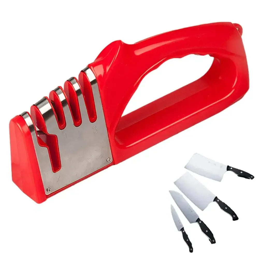 Afilador de Cuchillos de Cocina de 4 Segmentos Multifuncional Portátil con Base Antideslizante Afilador de Cuchillos para Gadgets y Accesorios de Cocina Domésticos