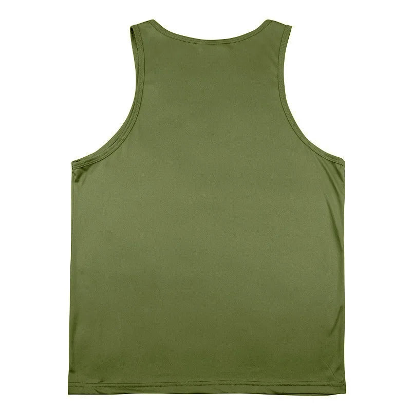 Men's Gym Sports Tank Top Muscle Aesthetic Dry Fast Workwear Polyester Fiber Summer Sport Fit Style Solid Color round Neck