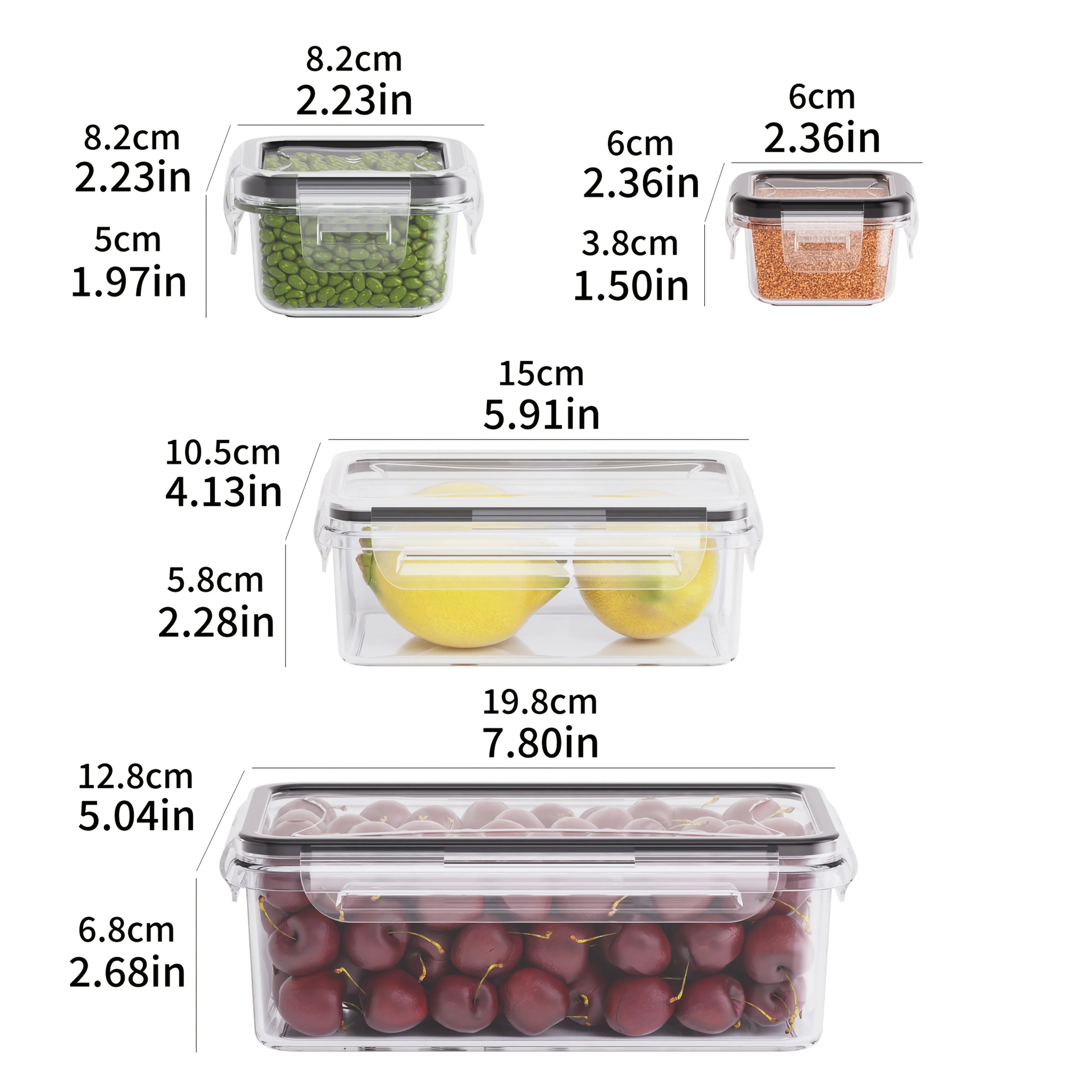 Juego de Recipientes Transparentes para Alimentos - Apto para Microondas, Fiambrera Multifuncional de Plástico con Tapa + 24 Etiquetas de Pizarra