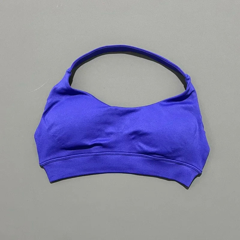 Women Sports Bra Seamless Halter Yoga Clothes Removable Cups Women Workout Clothing Gym Backless Bra Running Workout Tops