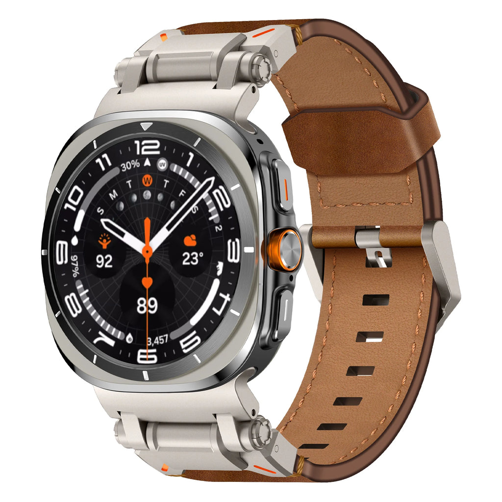 Luxury Leather Band for Samsung Galaxy Watch Ultra 2025 2024 47mm Business Strap for Galaxy Watch Ultra Adjustable Men Wristband
