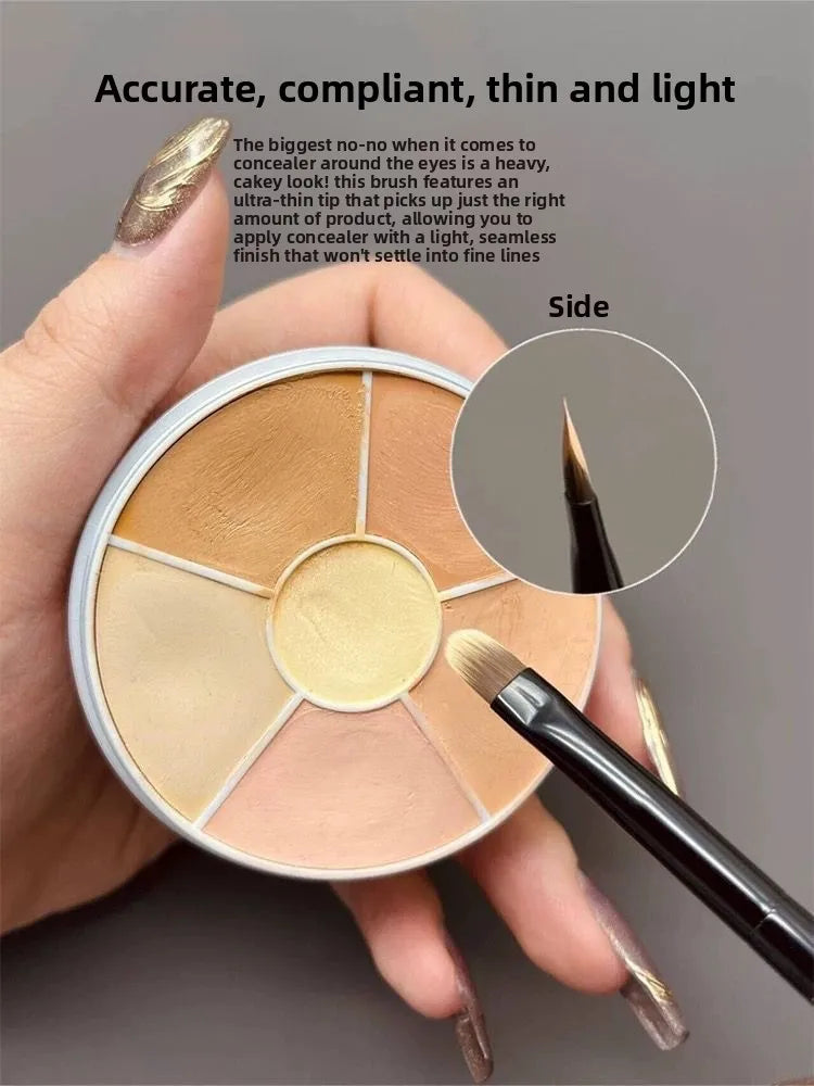 Tongue-shaped Flat Detail Concealer Brush, Soft Bristles Seamless Coverage for Dark Circles, Acne Marks & Spots
