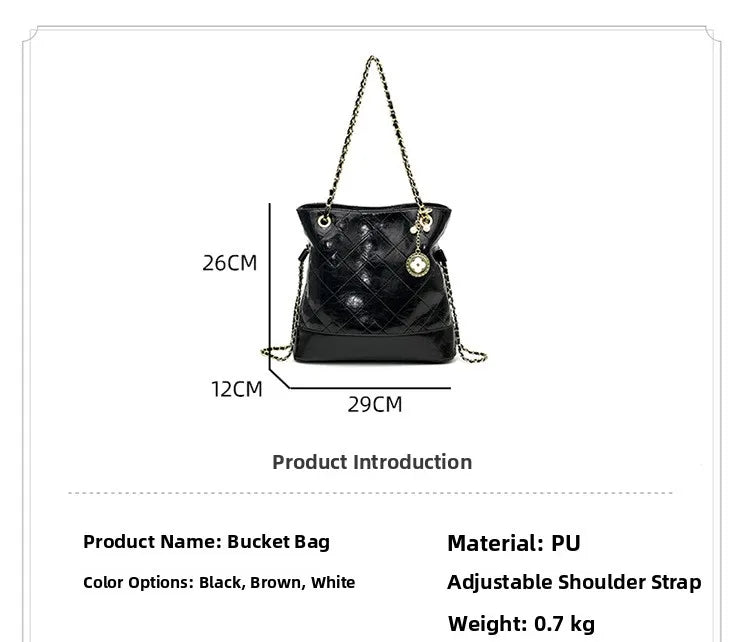 Elegant Korean Minimalist Bucket Bag Shoulder Crossbody Underarm Bag Design Sensation Luxury Fashion City Simple Style PU Mat...