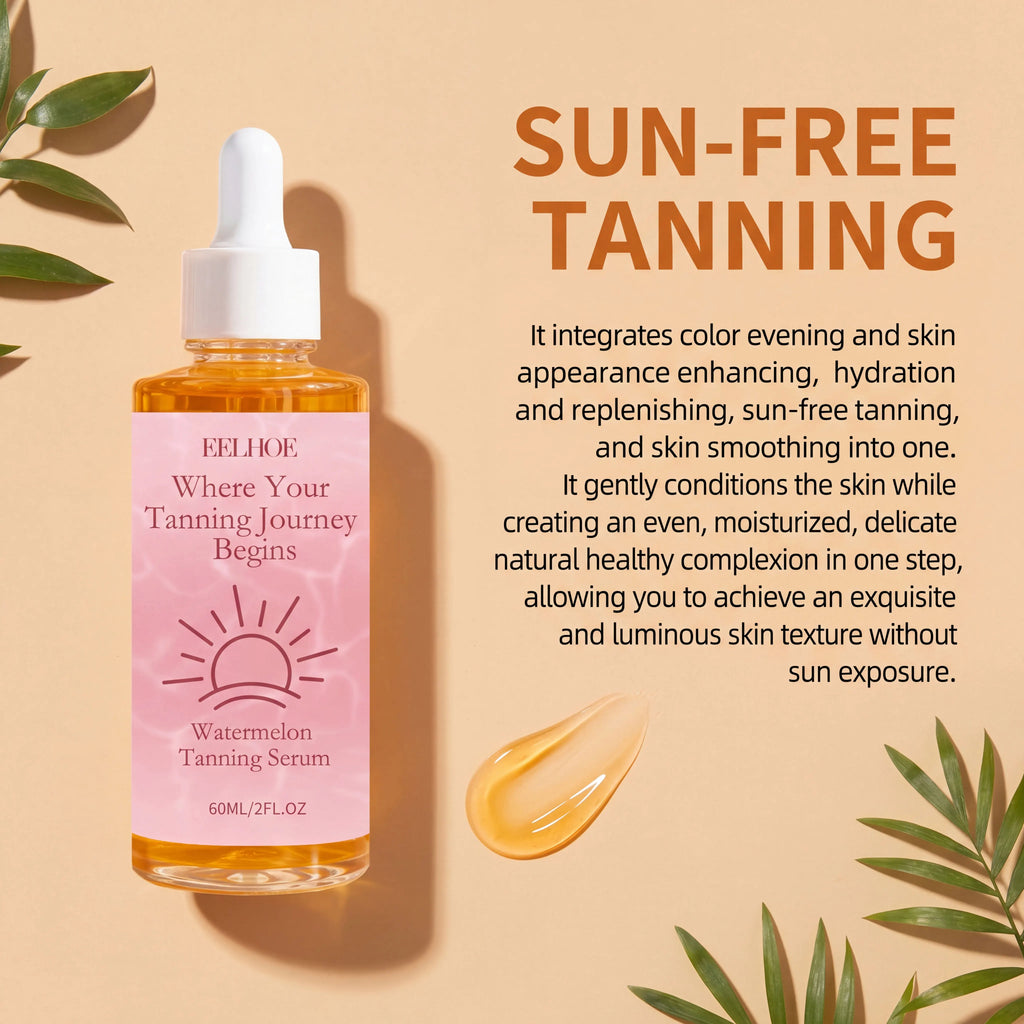 Watermelon Tanning Serum Moisturizing Evens Bronzed Glow Skin Tone Improve Skin Texture Natural Sun-Kissed Body Tanning Essence