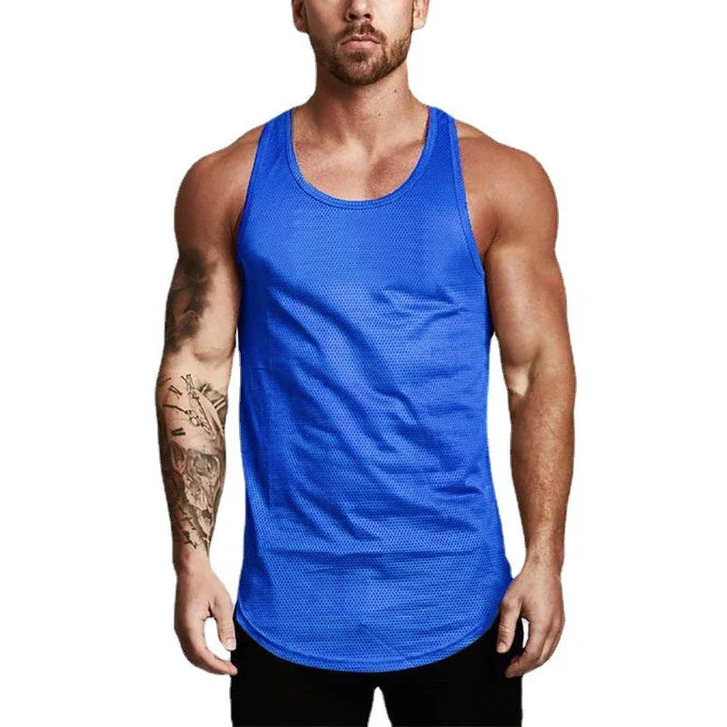 Men's Mesh Slim Fit Tank Top - Breathable Quick Dry Gym Shirt