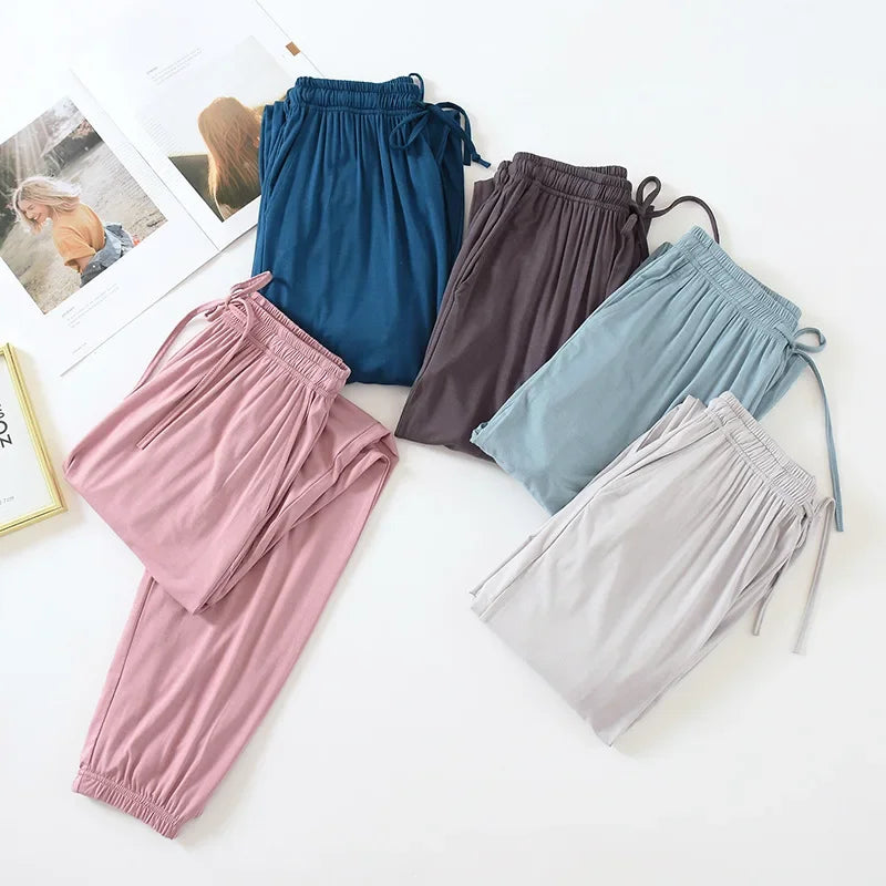 Cloud Cotton Story Women's Modal Sleep Bottoms - Loose Solid Color