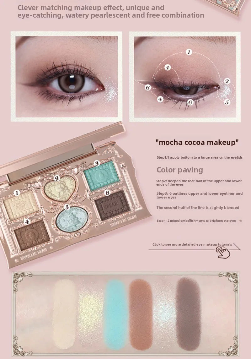 Flowerknows SWEETIE BEAR COLLECTION 6 Color Eye Shadow Palette Long Lasting Glitter Shimmer Finish Eyeshadow Powder