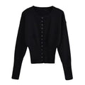 Tuularose Women'S'S Spring Cardigan Round Neck Button Casual Solid Knit Sweater Fashion Street High Waist Short Top Sweater Female