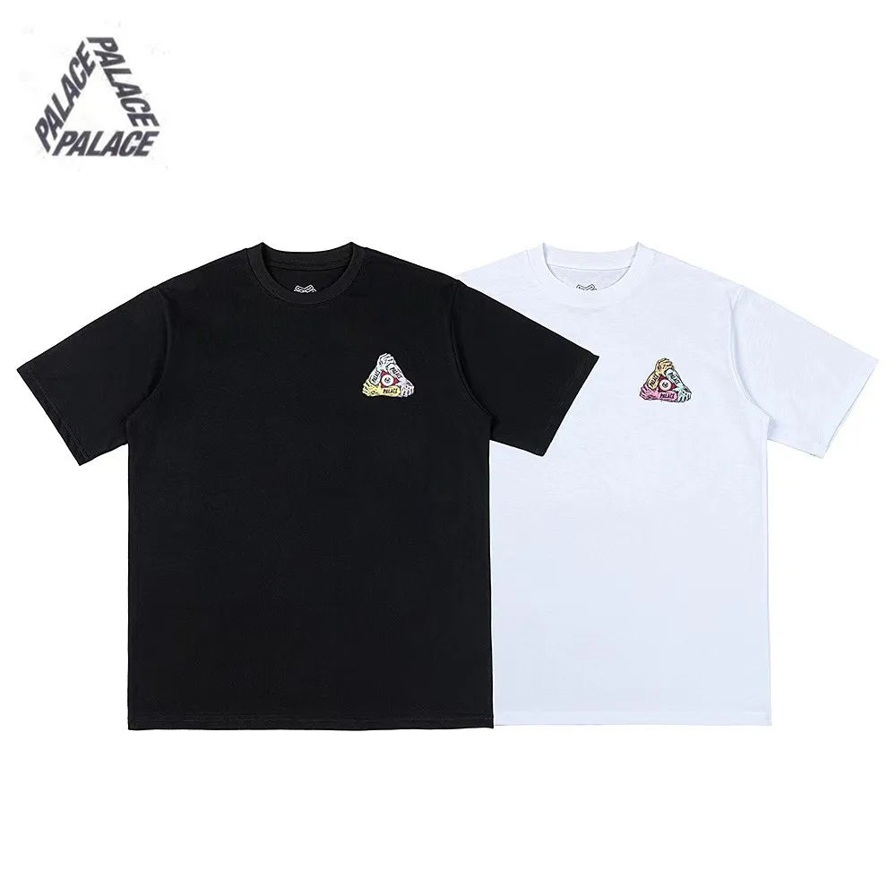PALACE European and American trendy brand triangle print high-quality men's and women's casual pure cotton short sleeved T-shirt