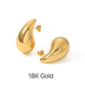 10-31mm Stainless Steel Vintage Chunky Water Drop Earrings For Women Gold Plated Thick Earring Statement Wedding Jewelry Gifts