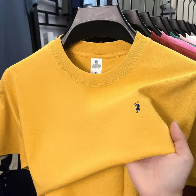 100_ cotton men's short sleeve T-shirt fashion brand Paul Pony embroidery summer new high-end comfortable casual round neck top