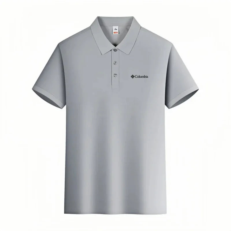Men's Embroidered Polo Shirt - Short Sleeve Casual Solid Color Top