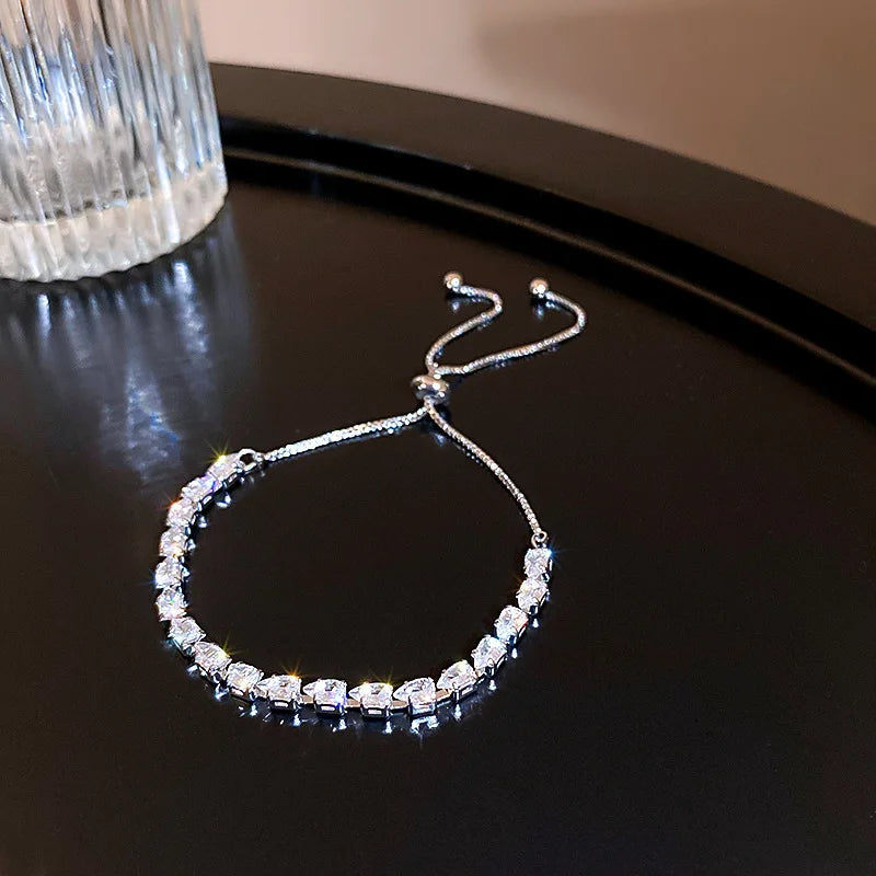 Wave Geometry Adjustable Bracelet Bangle Luxury Fashion Rhinestone Crystal Bracelets Women'S Wedding Wristband Jewelry