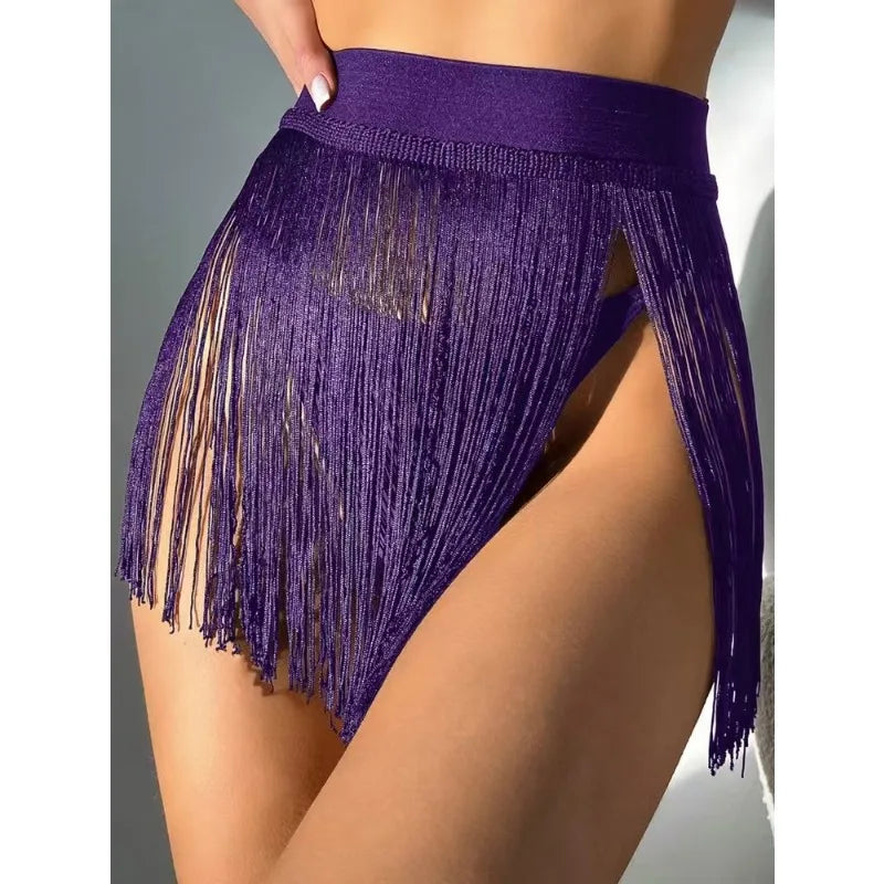 Women's Fringed Mini Beach Skirt – Slim Fit Swimsuit Cover-Up for Resort & Pool