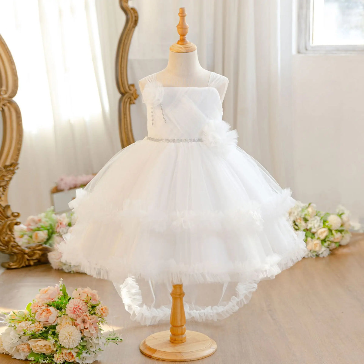 HETISO Baby Girls Princess Dress Summer Tulle Sleeveless Kids Wedding Birthday Party Performance Gown Costumes For Kids