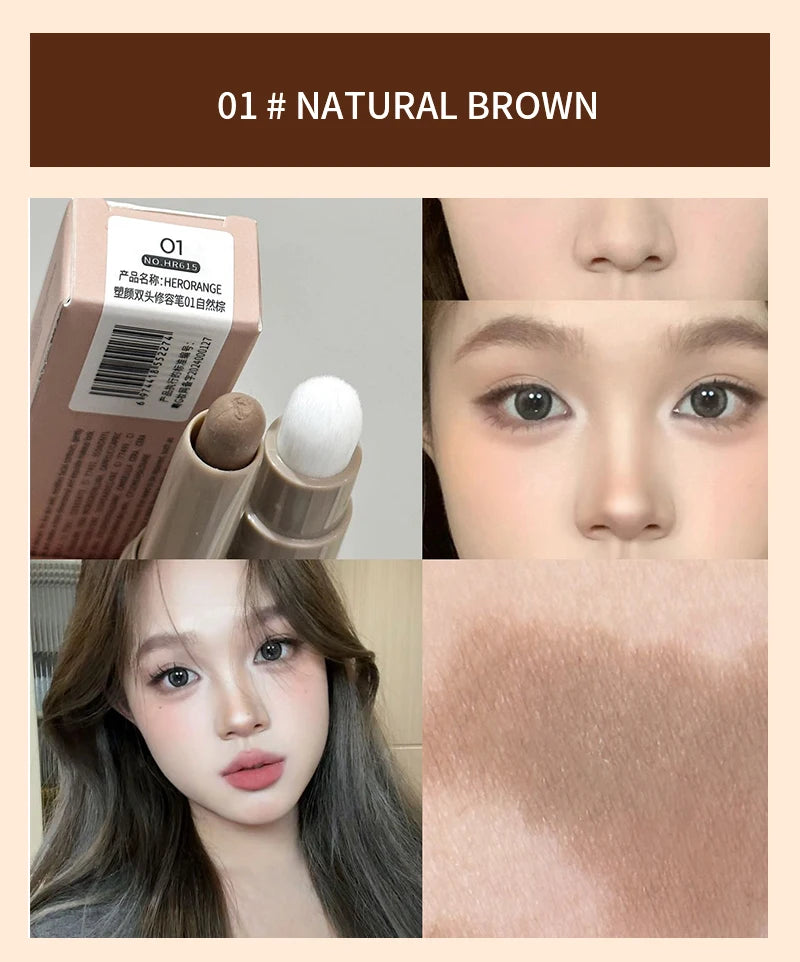 Herorange Valentine's Day Gift Contour Stick - 2-in-1 Nose & Face Sculpting Pen with Brush, Suitable for All Skin Types