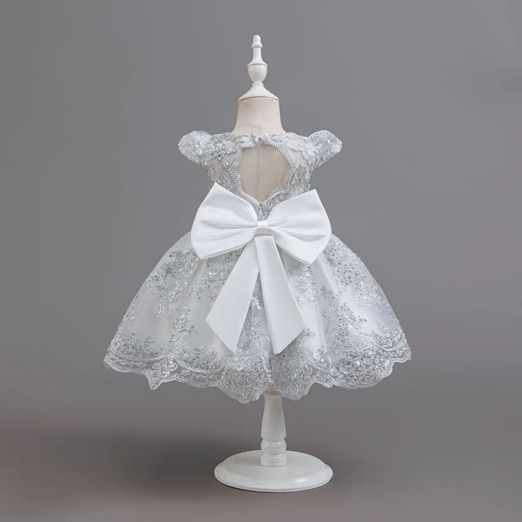 HETISO Children's Dress Princess Embroidery Lace Flower Girls Holiday Party Ball Gown Little Kids Summer Costume 1-6Y