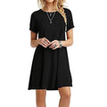 Fashion Retro Round Neck Short Sleeve Summer Beach Dress Ladies Elegant Dress Loose Ladies Dress