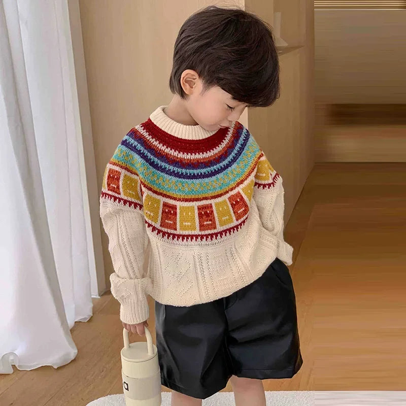 Women Sweater Print Family Daughter Matching Equal Mother Same Knit Top Pullover Baby Knitwear Clothes Knitted Jumper Holiday