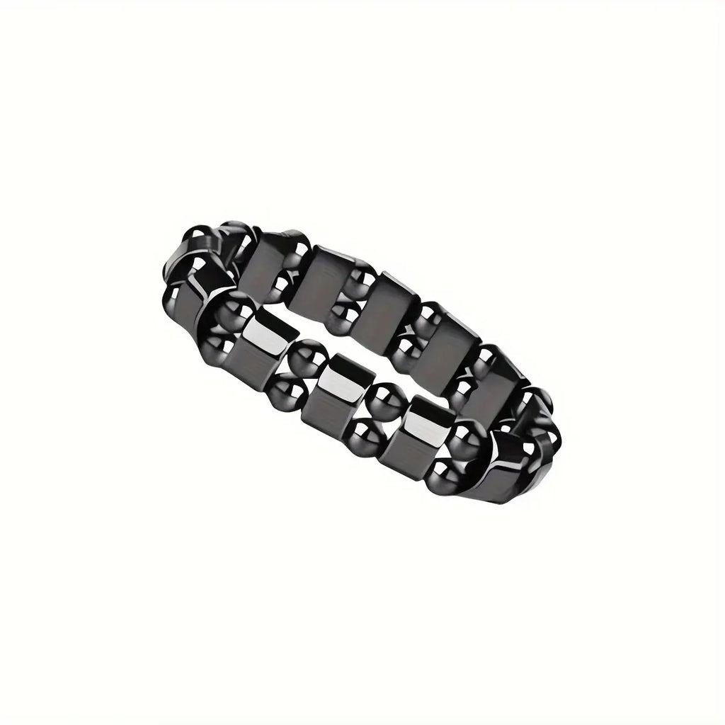 A Black Gallstone Magnetic Bracelet for Men and Women, the Same Magnetic Energy Bracelet with Double Row Bead Magnetic Bracelet