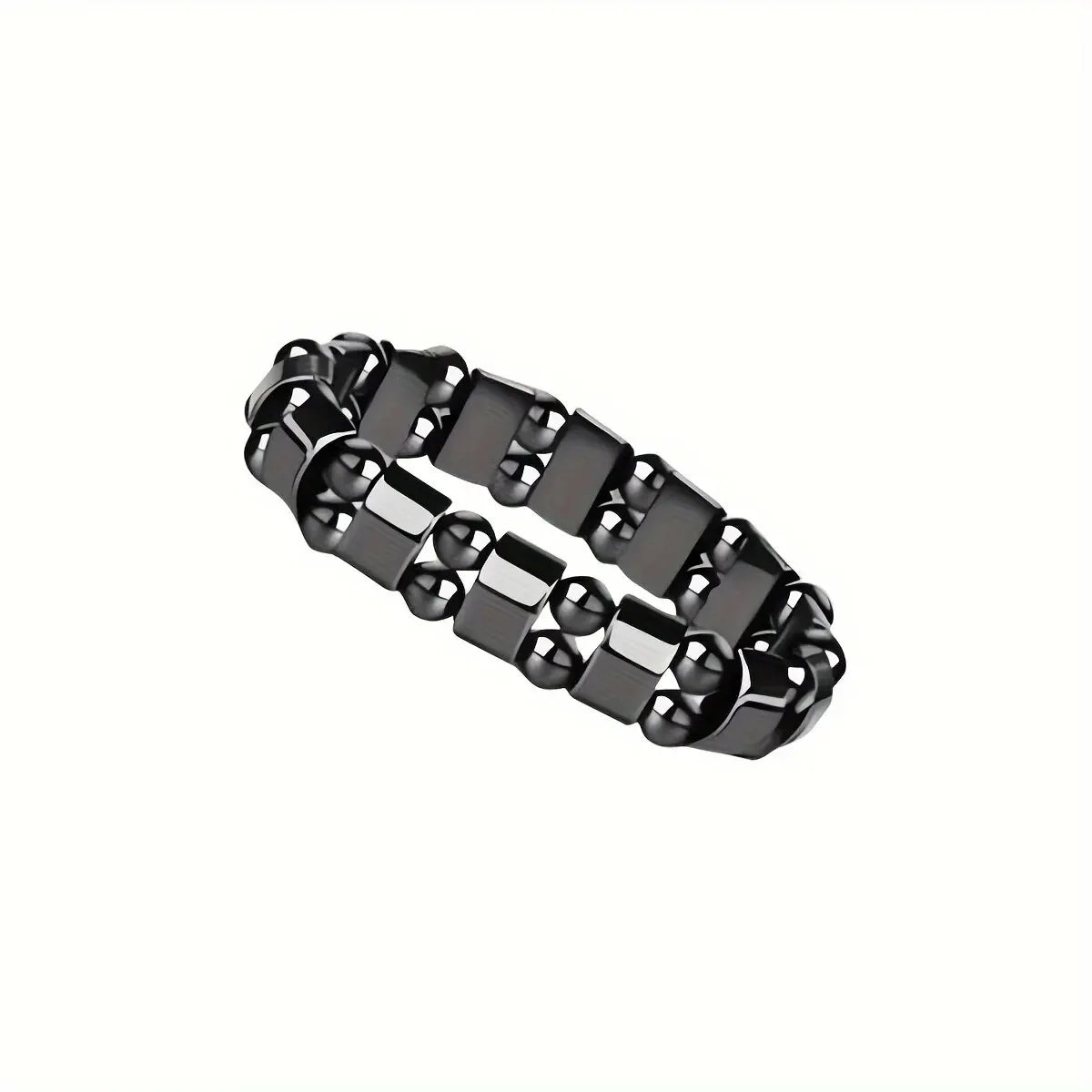 A Black Gallstone Magnetic Bracelet for Men and Women, the Same Magnetic Energy Bracelet with Double Row Bead Magnetic Bracelet