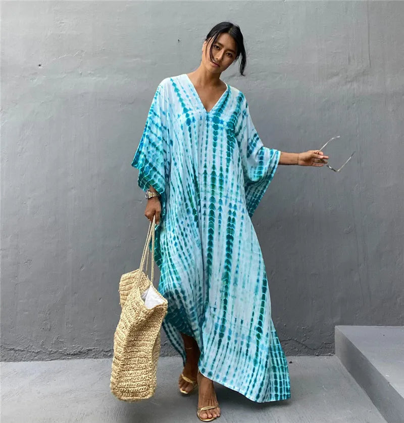 Plus Size Women Beachwear Long Beach Coverups Kaftan Casual Caftan Dress Swimwear cover ups