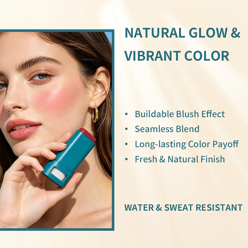 Sunscreen SPF 50 Blush Stick Long-Lasting Waterproof Tinted Blush for Glowing Cheeks Sun Protection & Natural Flush Face Makeup
