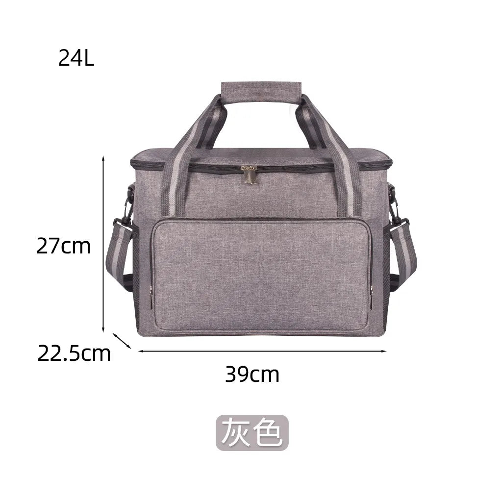 Bolsa Térmica Aislada Grande Negra Impermeable Antifugas Engrosada de Mano/Hombro para Picnic al Aire Libre
