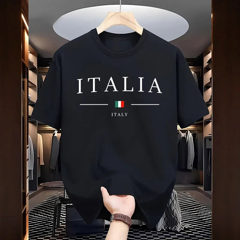 Italy Fashion T-Shirts For Men High Quality 100% Cotton O-Neck Short Sleeved Summer Daily Casual Sports Cool Tees City Vibe Tops