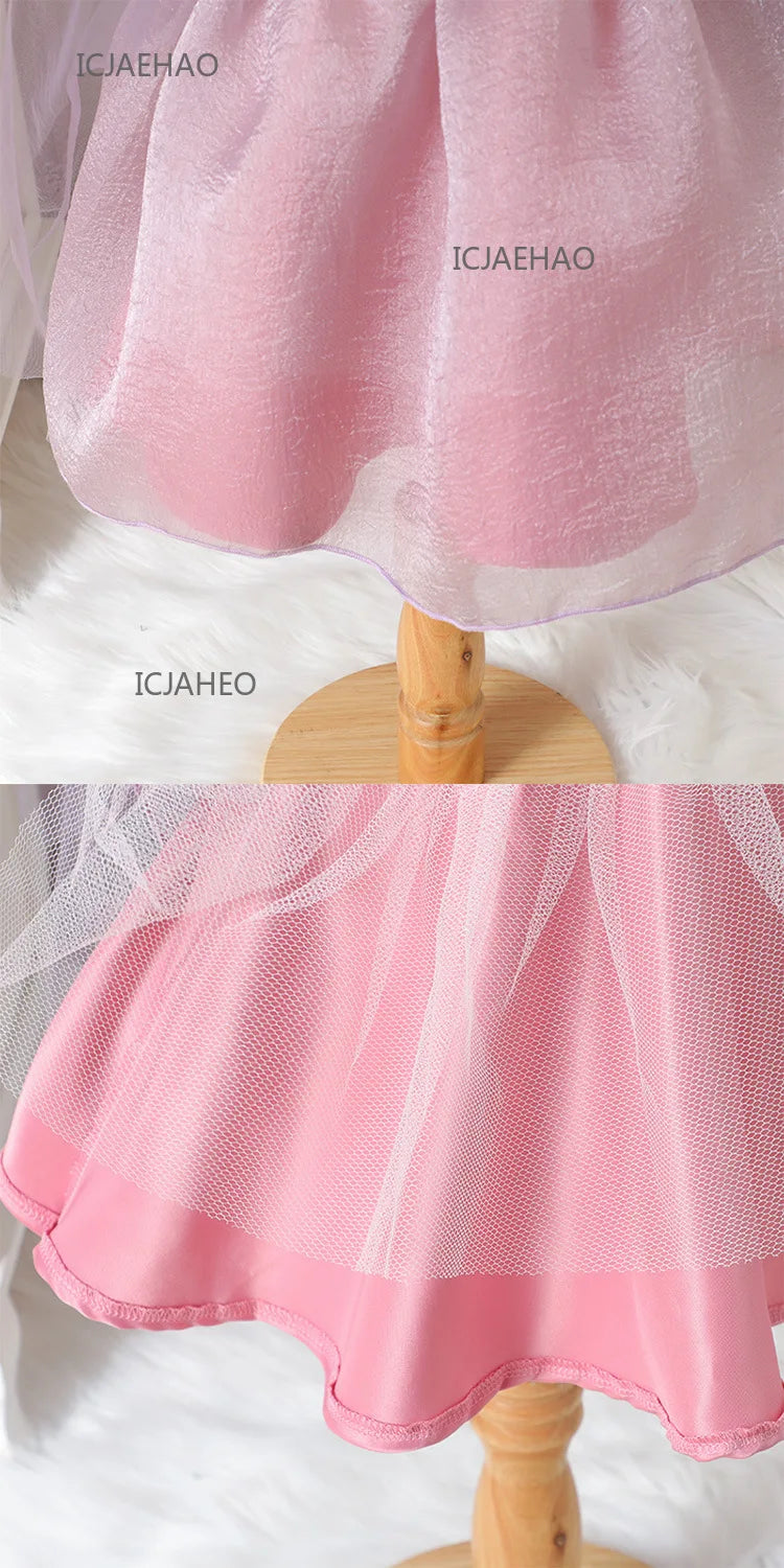 2025 Party Dress Vestido Children Girls Princess Tutu Gown Banquet Piano Host Dresses Outfit Costume New Matching Kids Birthday