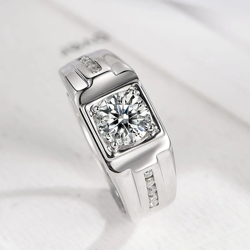 925 Sliver Man Rings Shining Zircon for Man Women Wedding Engagement Jewelry Fashion Luxury