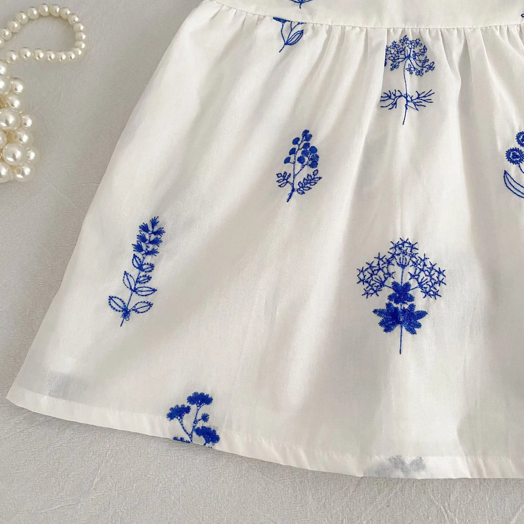Summer New Style 2-6Y Girl Dress Korean Embroidered Short Sleeve Baby Clothes Children's Dress Girls Retro Sister Dress