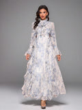 TOLEEN Womens Frill Trim Flowy Long Dress With Random Floral Print, Elegant,Party Dress,Gown,Formal,Evening Wedding Guest Spring