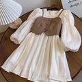 Girls Retro PU Leather Vest Dress Set
