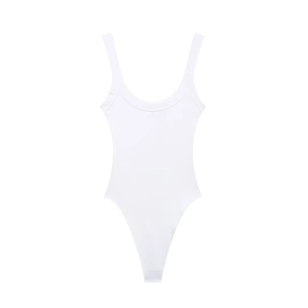 Skinny Ribbed Bodysuits for Women, O Neck, Straps, Snap-Button, Female Playsuits, Sexy Fashion