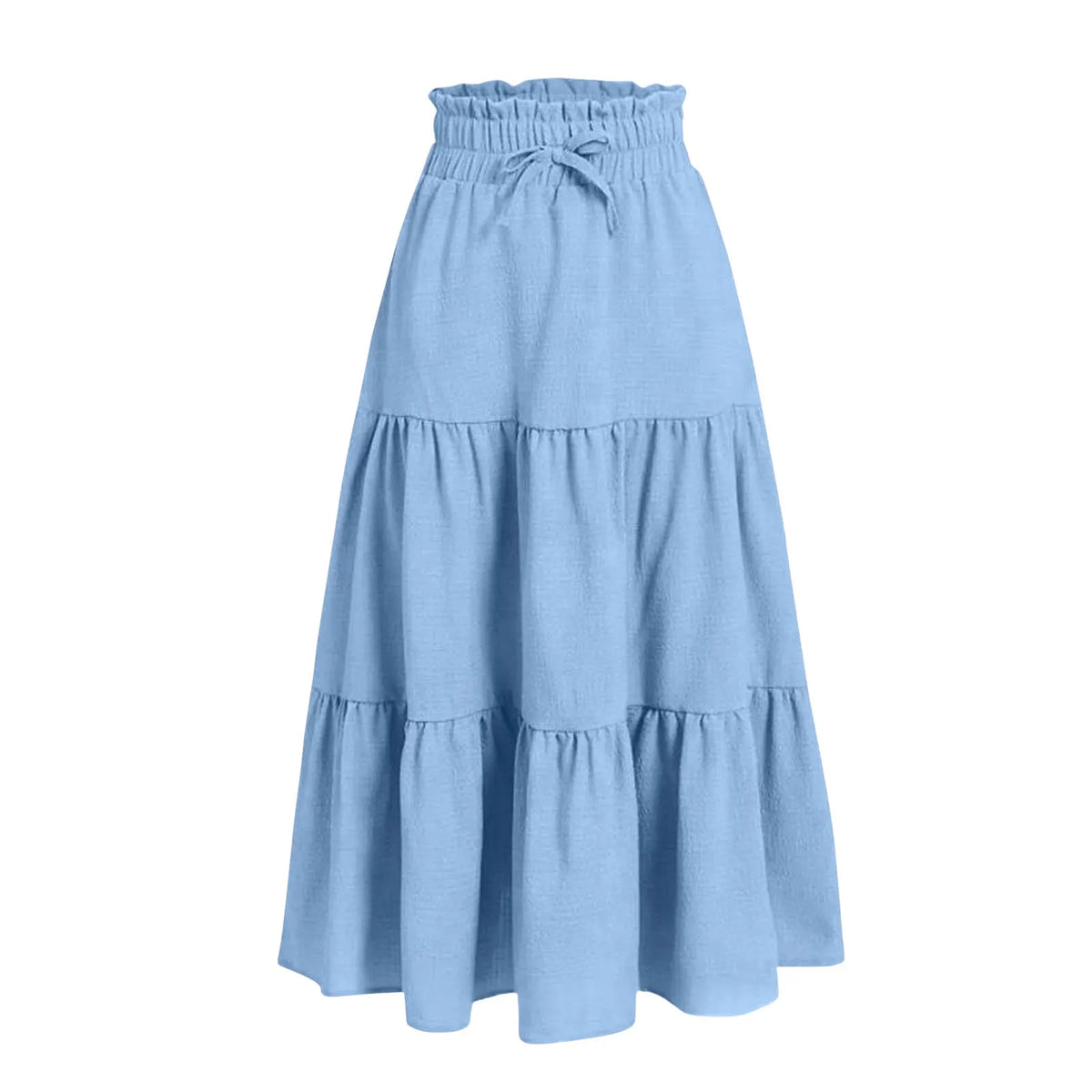 Kids Girls Boho Pleated Long Skirt Summer Solid Elastic Waist Lightweight Large Swing Skirt Casual Beach Holiday Vacation